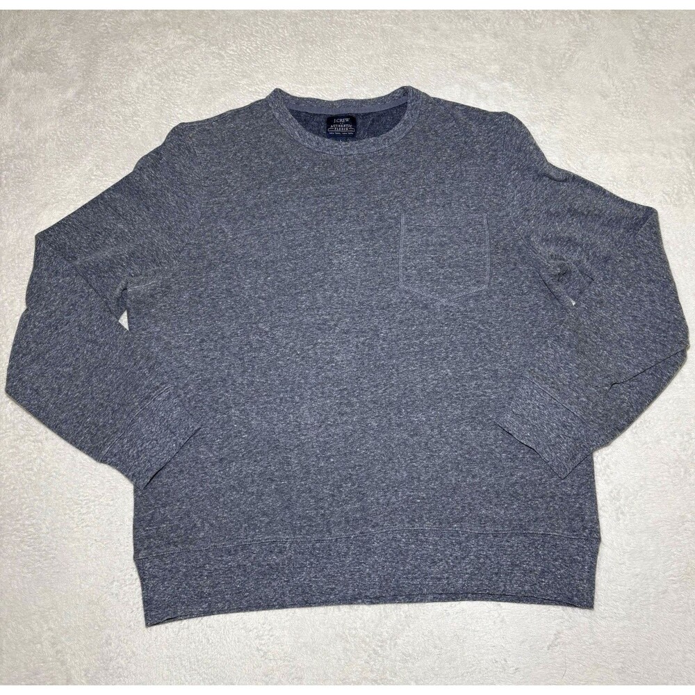 J.CREW Authentic Fleece Crew Neck Pullover Sweatshirt w/ Pockets Gray Men’s L